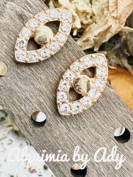 Alquimia Jewelry - Dainty 14k gold Evil's eye  cubic zirconia studs earrings